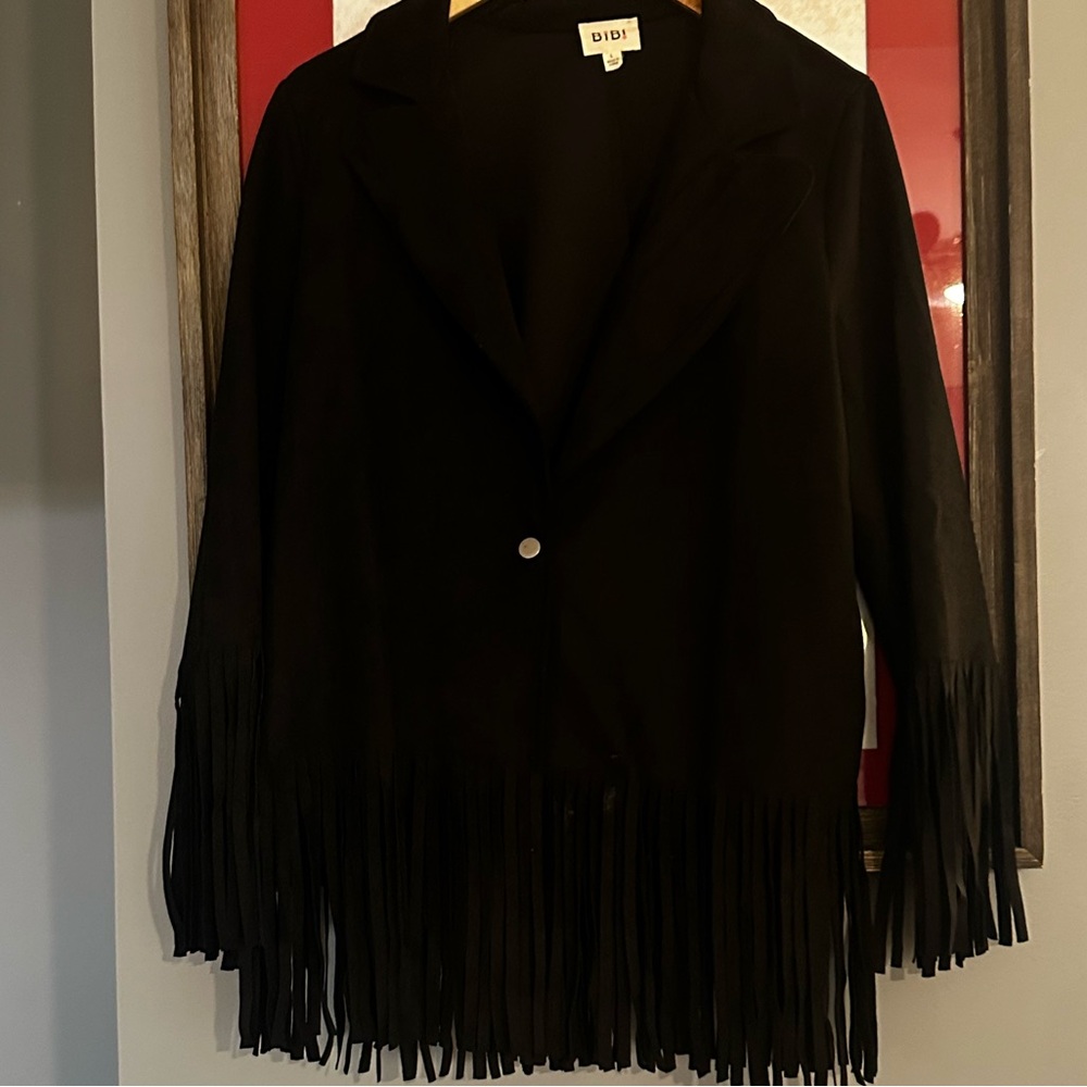 BiBi Black Fringe Blazer Jacket - Picture 1 of 3